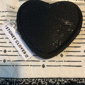 Stoney Clover Lane Black Sequin Heart Pouch